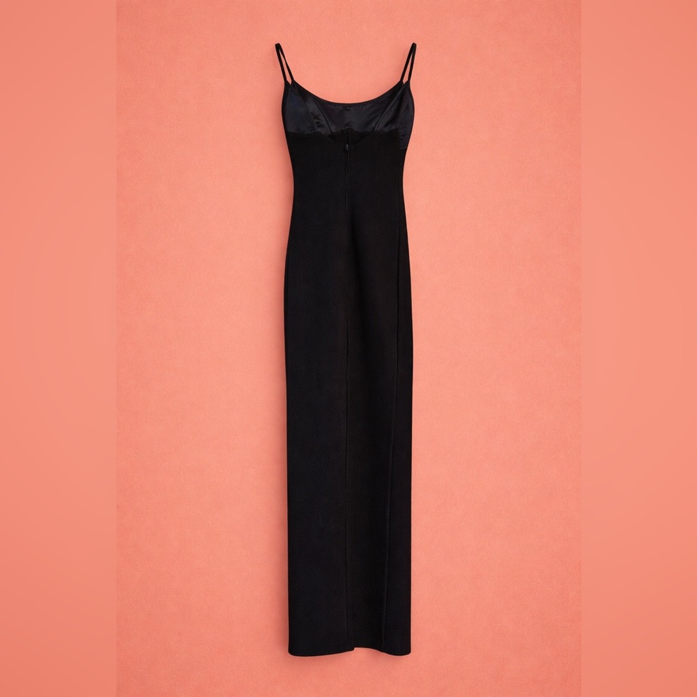 Fab - Vintage Betsey Johnson Black Fitted Ribbed Maxi w/Matching Tux Jacket - Picture 3 of 11